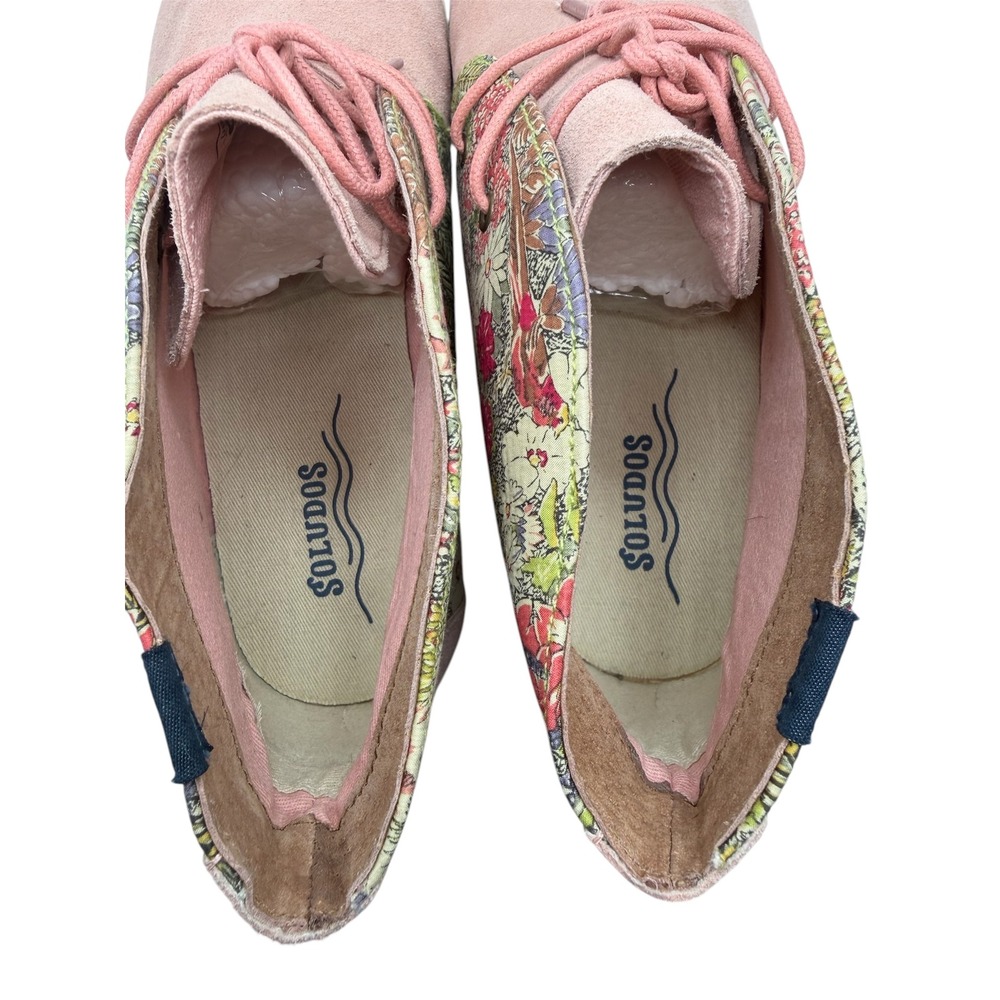 Soludos Floral Derby Garden Party Pink Suede Tapestry High Top Sneakers Size 9 - Picture 8 of 8